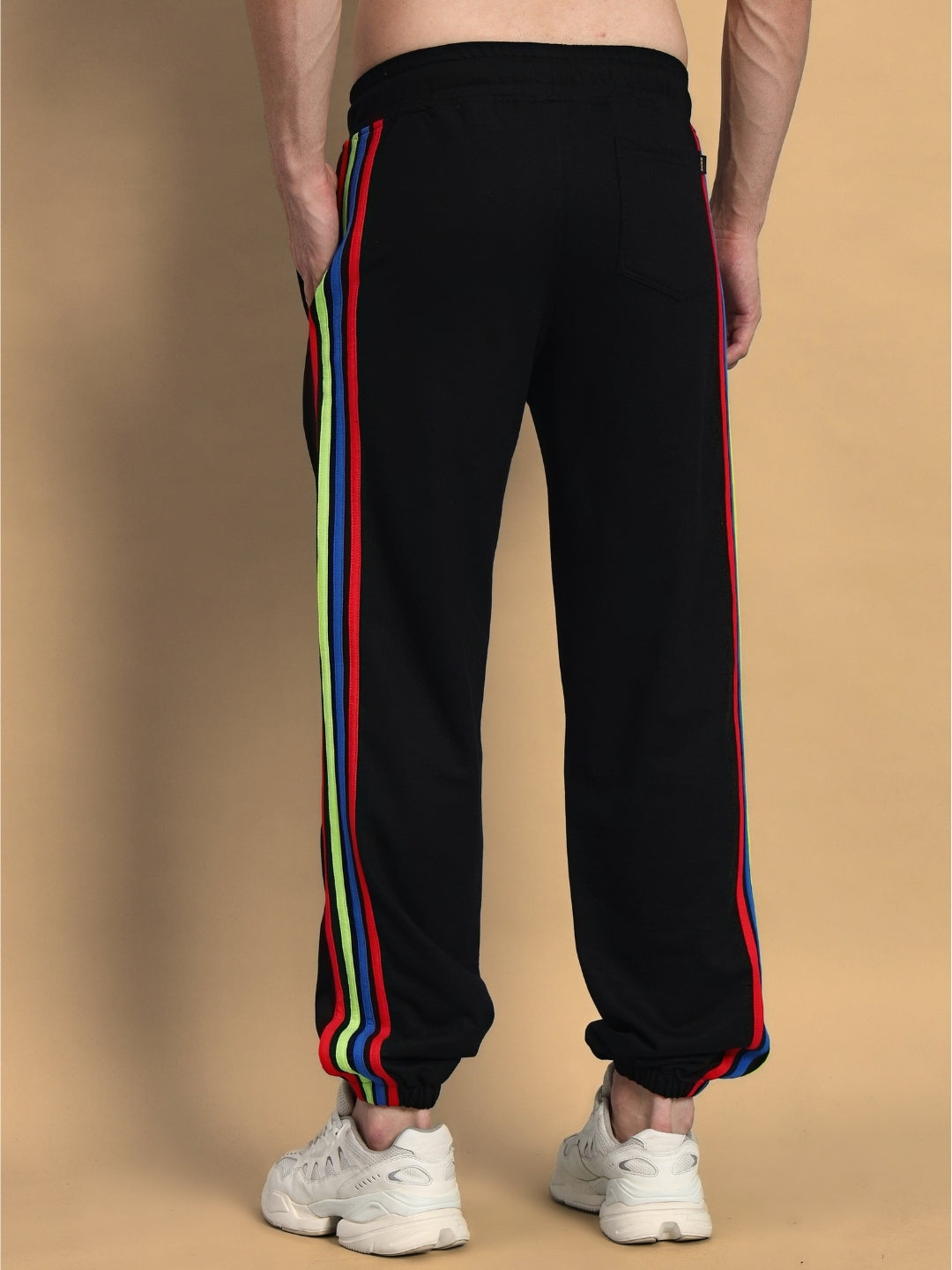 DUDS RAINBOW COLORFUL STRIPE JOGGERS (BLACK)