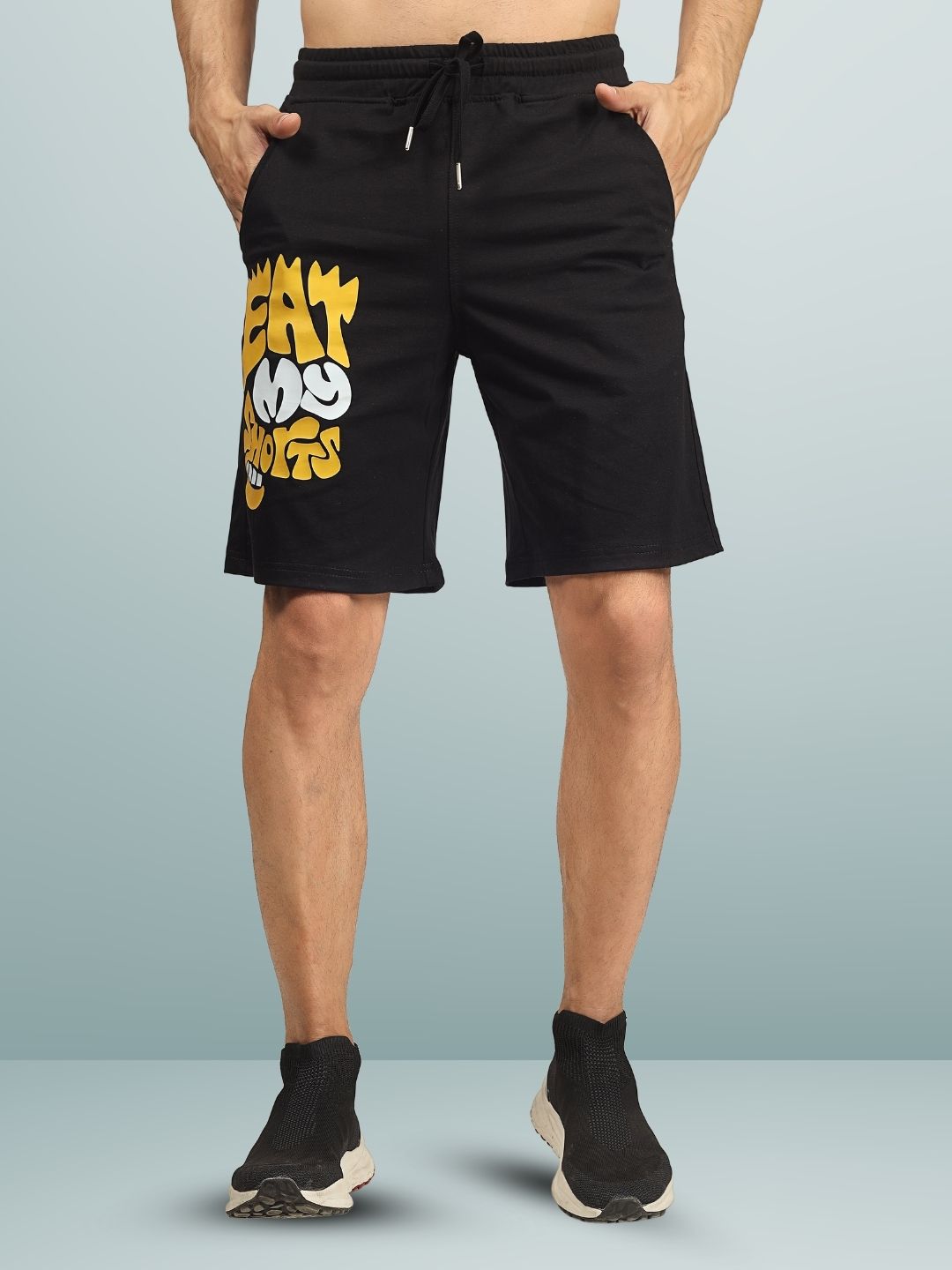 Eat My Shorts Regular Fit Shorts (Black) - Wearduds