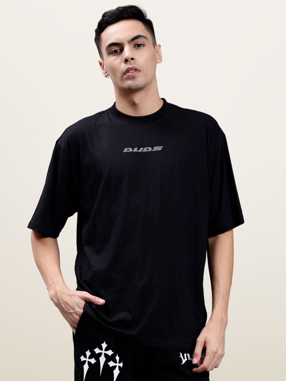 Faith in Techno Reflective Print OS T-Shirt  (Black) - Wearduds