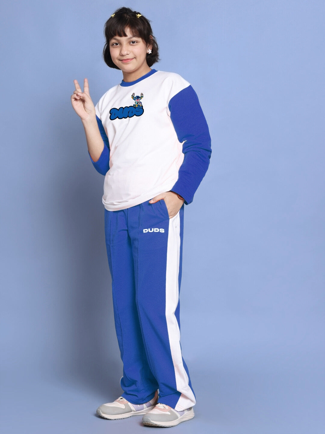 Sore Oversized Co-Ord Set Boys & Girls (White-Blue)