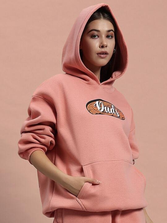 WOMEN'S DELIBERATE FLEECE HOODIE (PEACH)