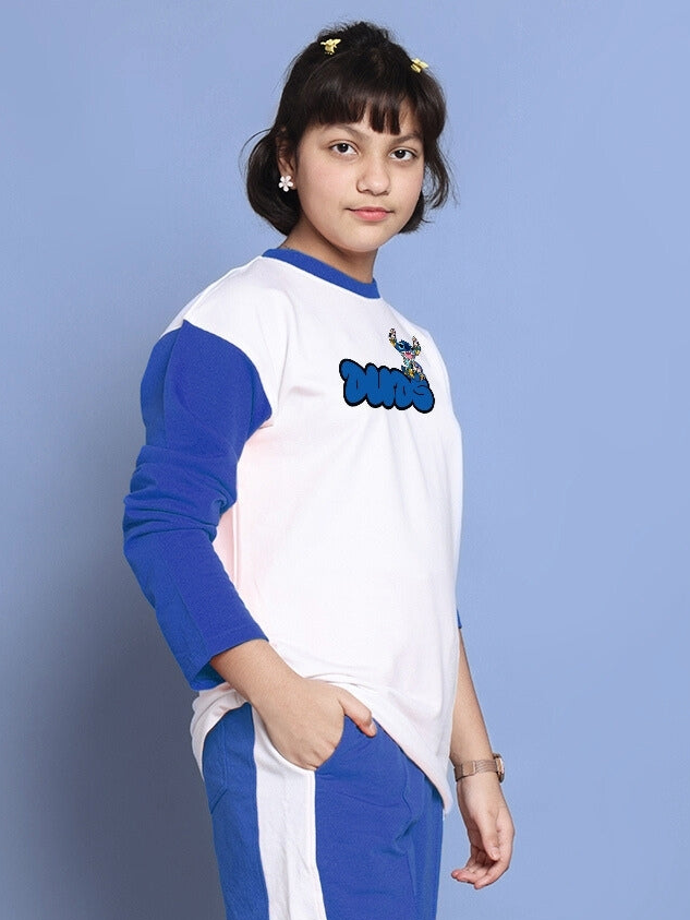 Sore Over-Sized Sweatshirt For Boys & Girls (White-Blue)