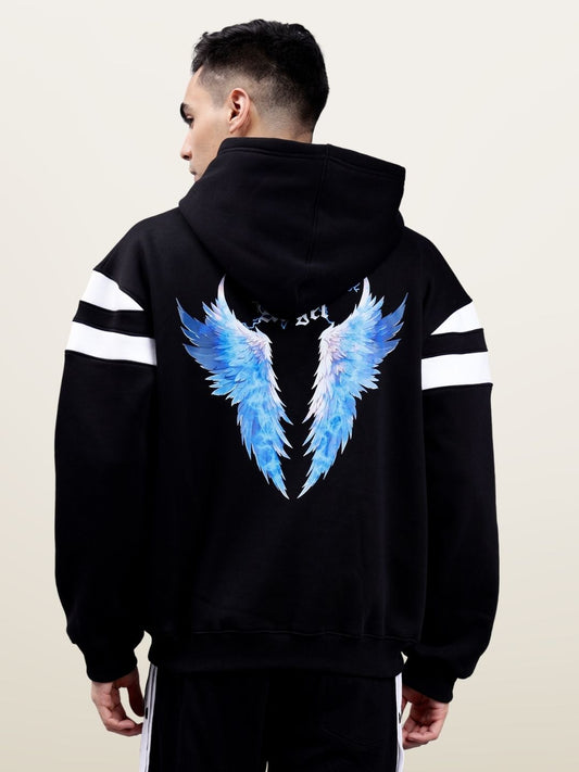 divine spirit colorblock oversize hoodie black