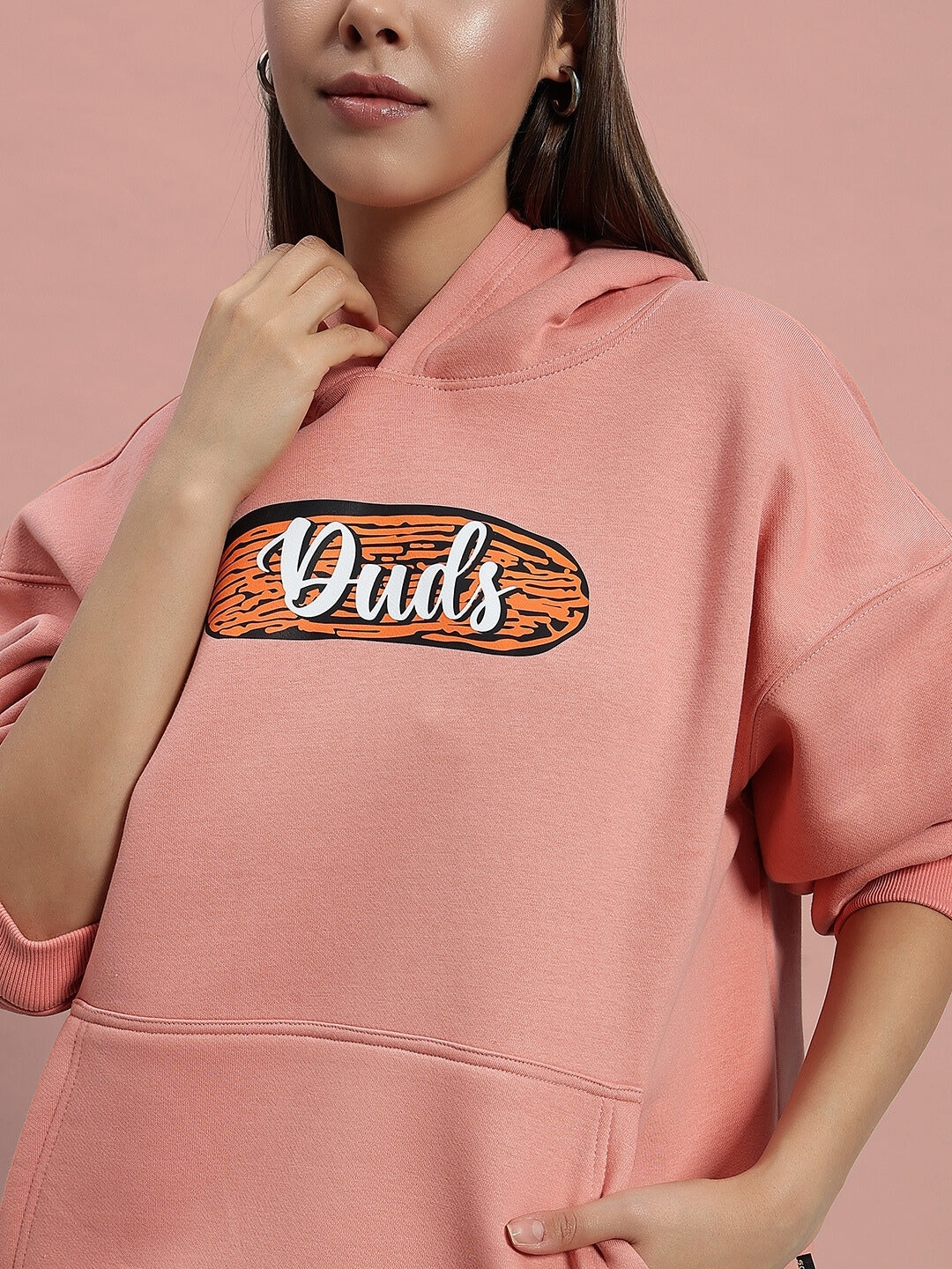 WOMEN'S DELIBERATE FLEECE HOODIE (PEACH)