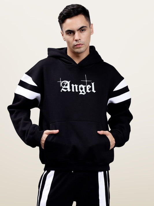 divine spirit colorblock oversize hoodie black