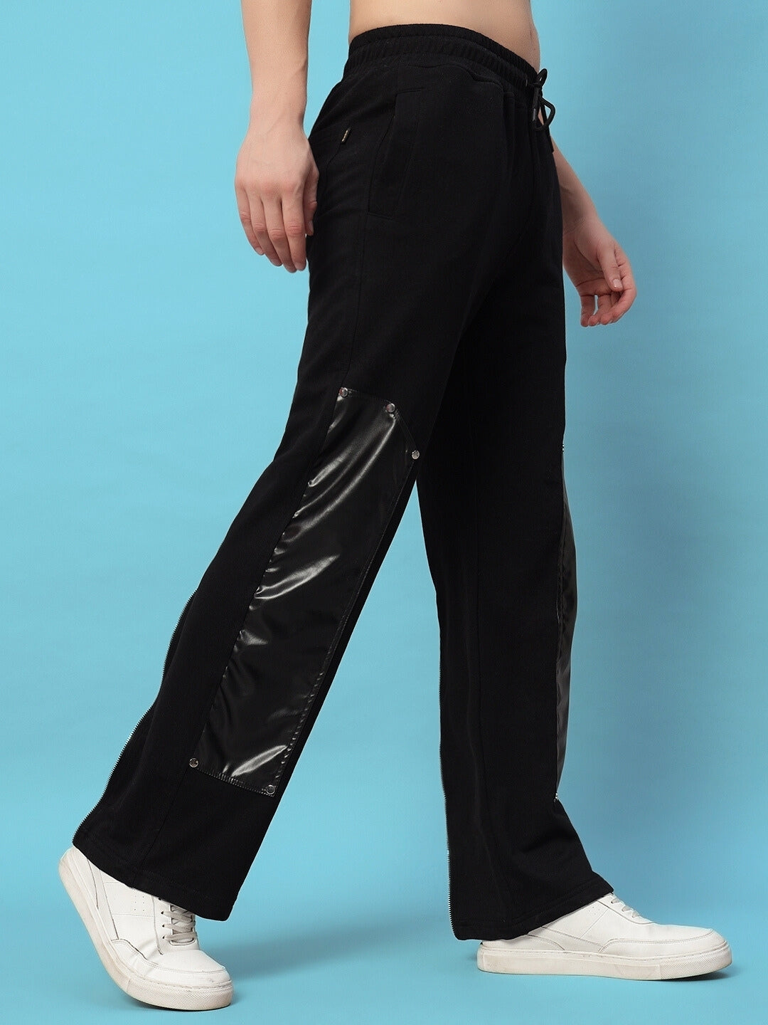 RACCOON LEATHER PATCH JOGGERS (BLACK)