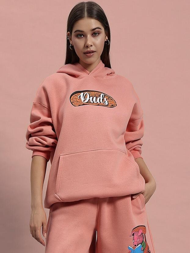 WOMEN'S DELIBERATE FLEECE HOODIE (PEACH)