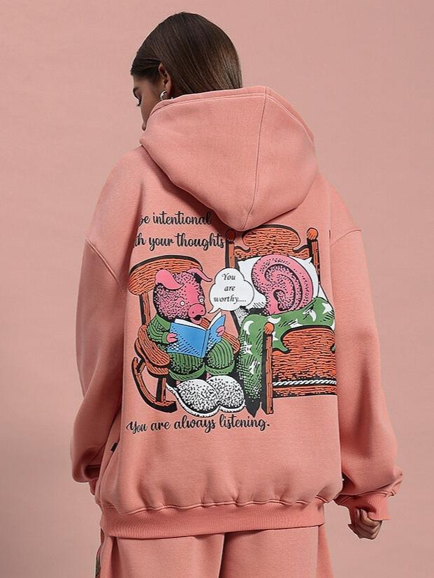 WOMEN'S DELIBERATE FLEECE HOODIE (PEACH)