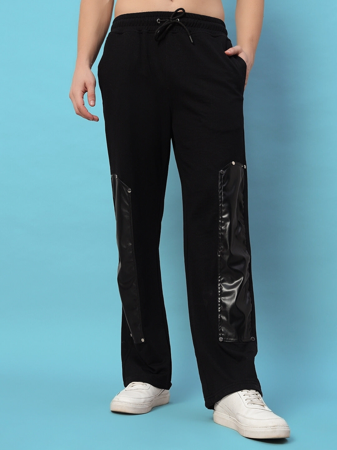 RACCOON LEATHER PATCH JOGGERS (BLACK)