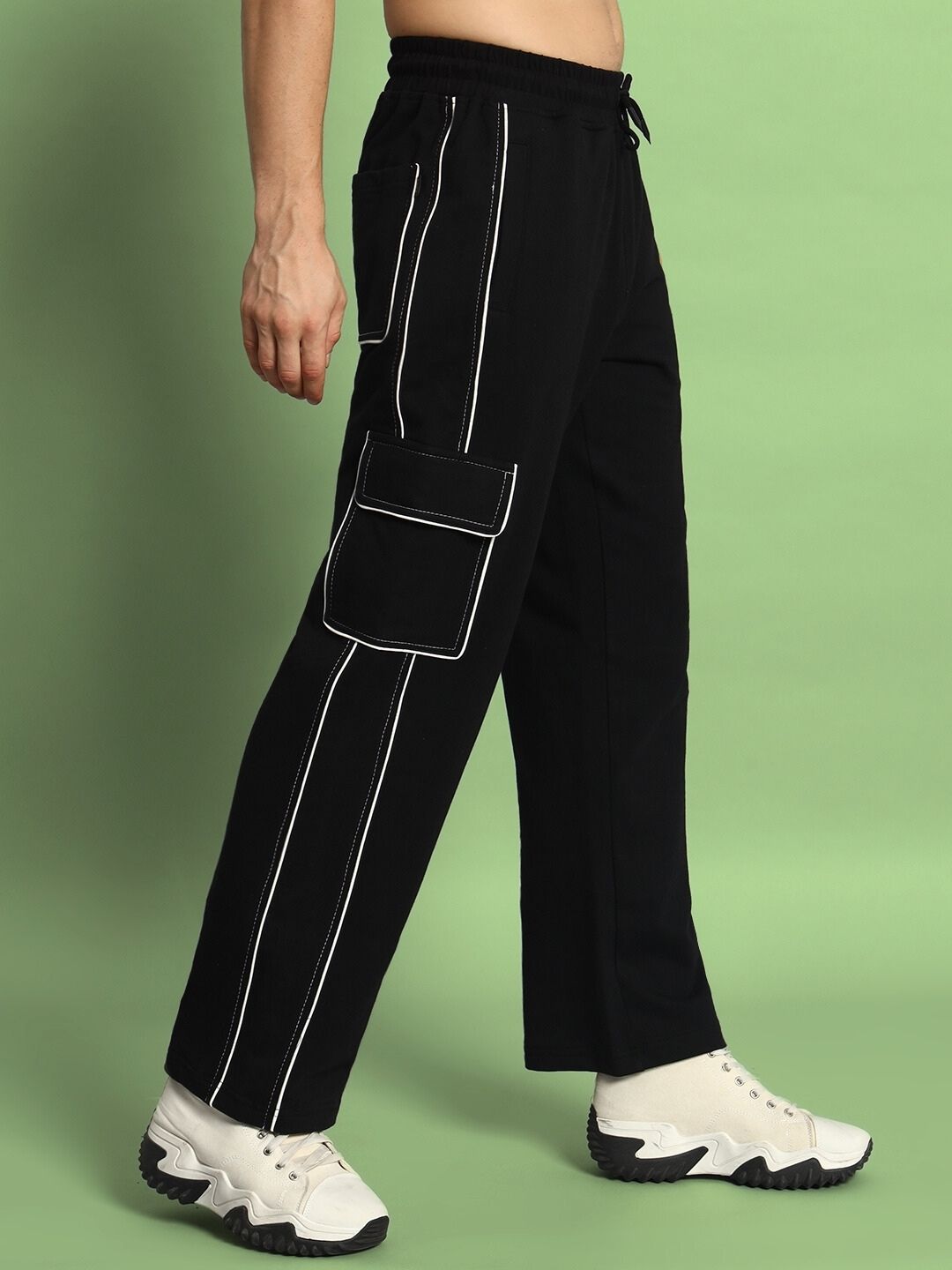 Pedal Contrast Stitch Cargo Pant (Black)