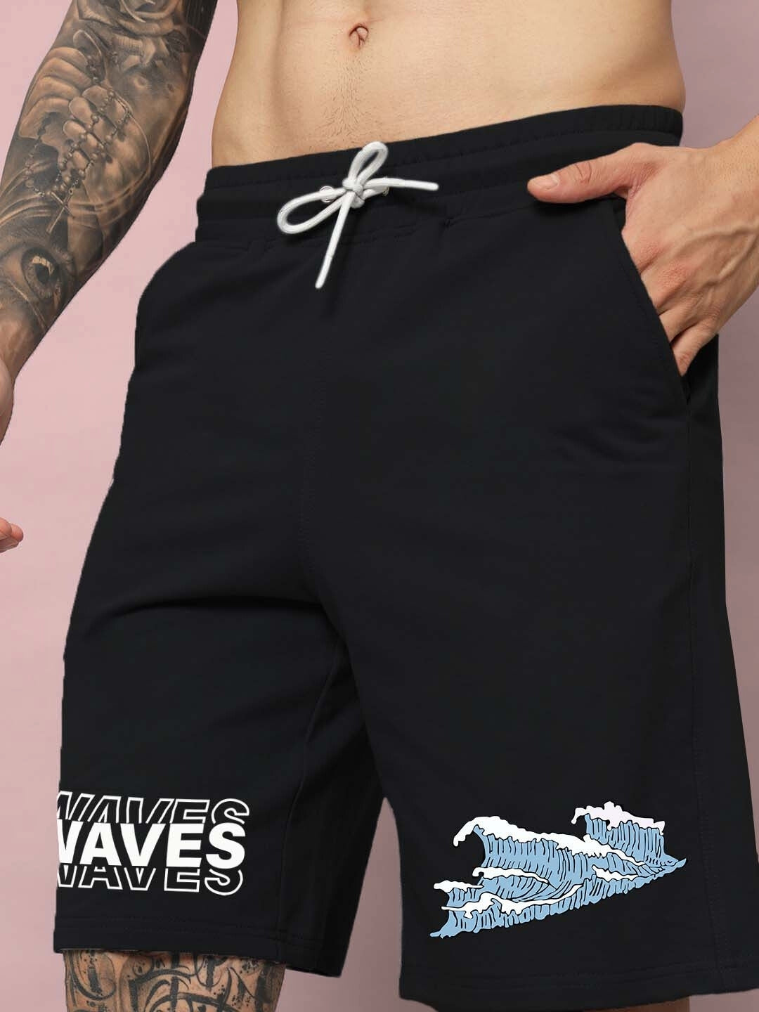 3D Waves Regular Fit Shorts (Black)