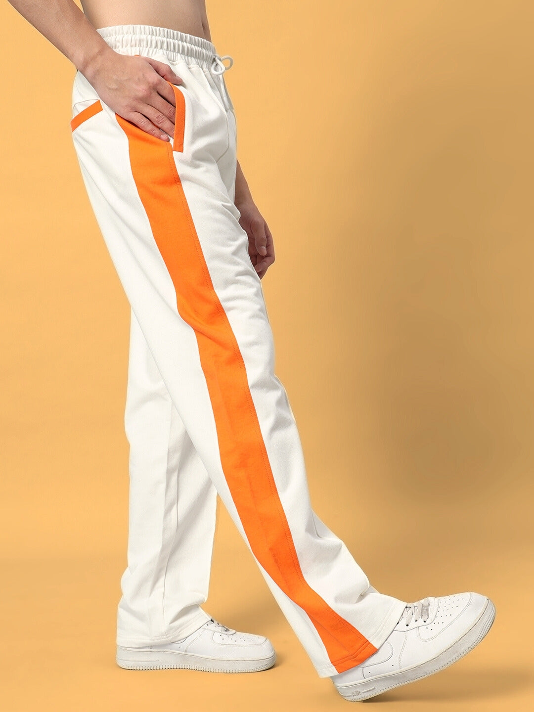 BREEZER SIDE CONTRAST JOGGERS (OFF-WHITE ORANGE)