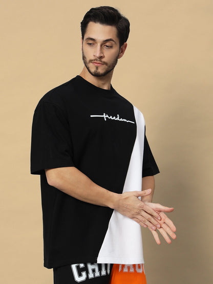 Freedom Contrast Over-Sized T-Shirt (Black-White)