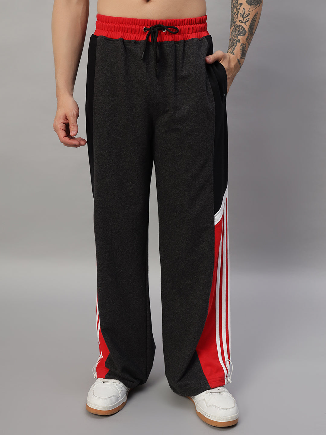 SNICKER RELAXED-FIT JOGGERS (D GREY-RED)