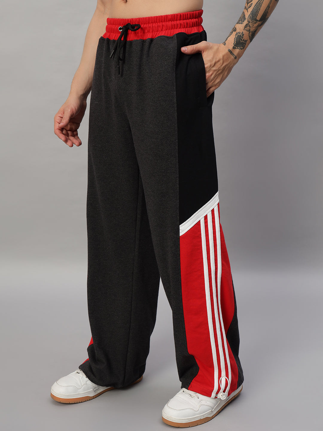 SNICKER RELAXED-FIT JOGGERS (D GREY-RED)