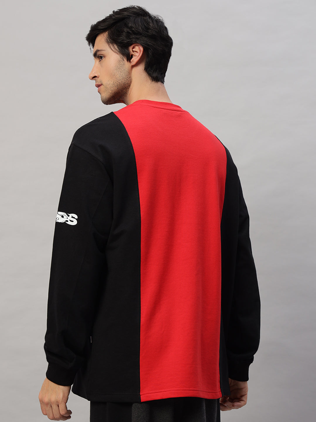 Self-Rule Oversized Sweatshirt (Black-Red)