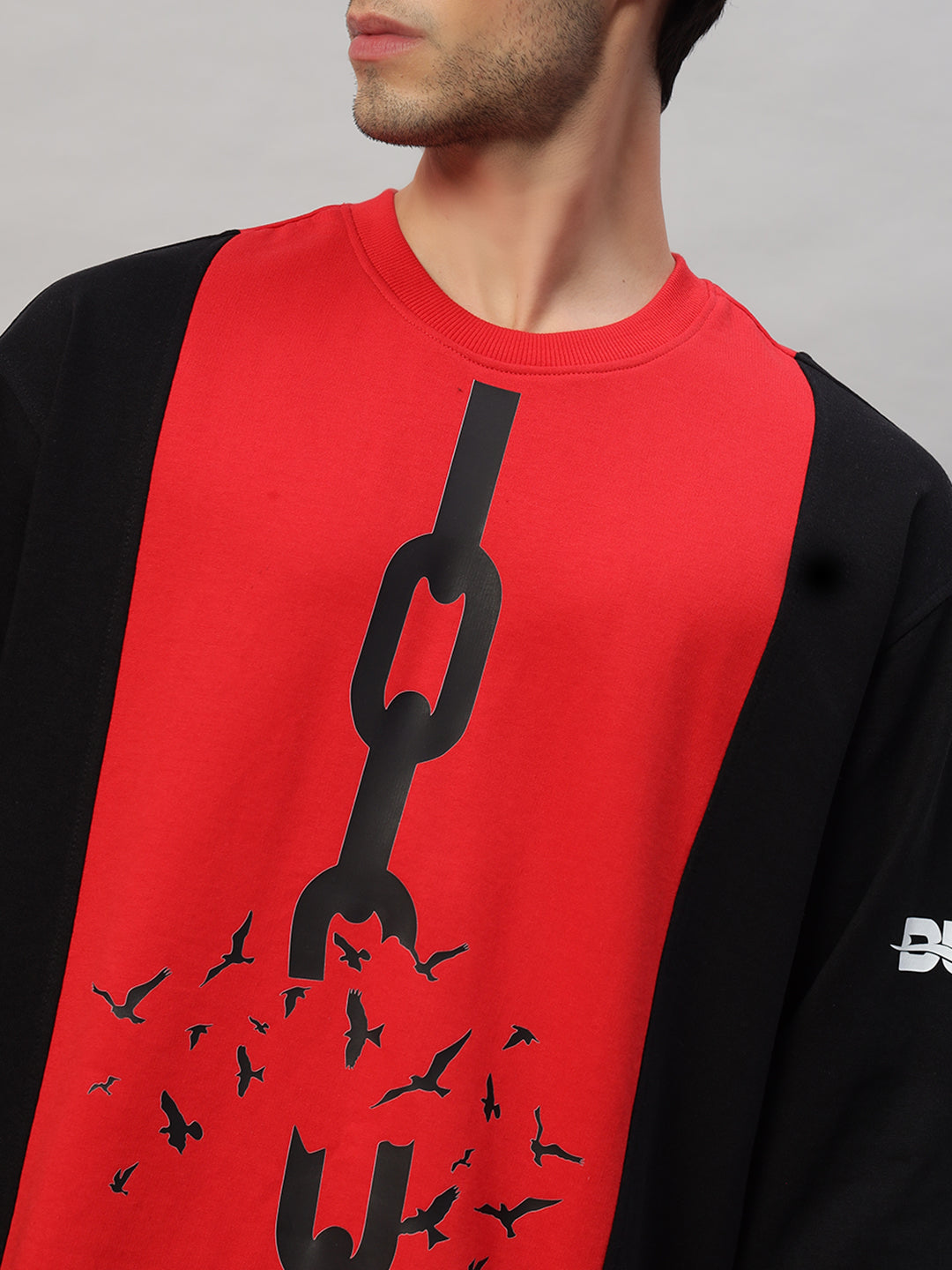 Self-Rule Oversized Sweatshirt (Black-Red)