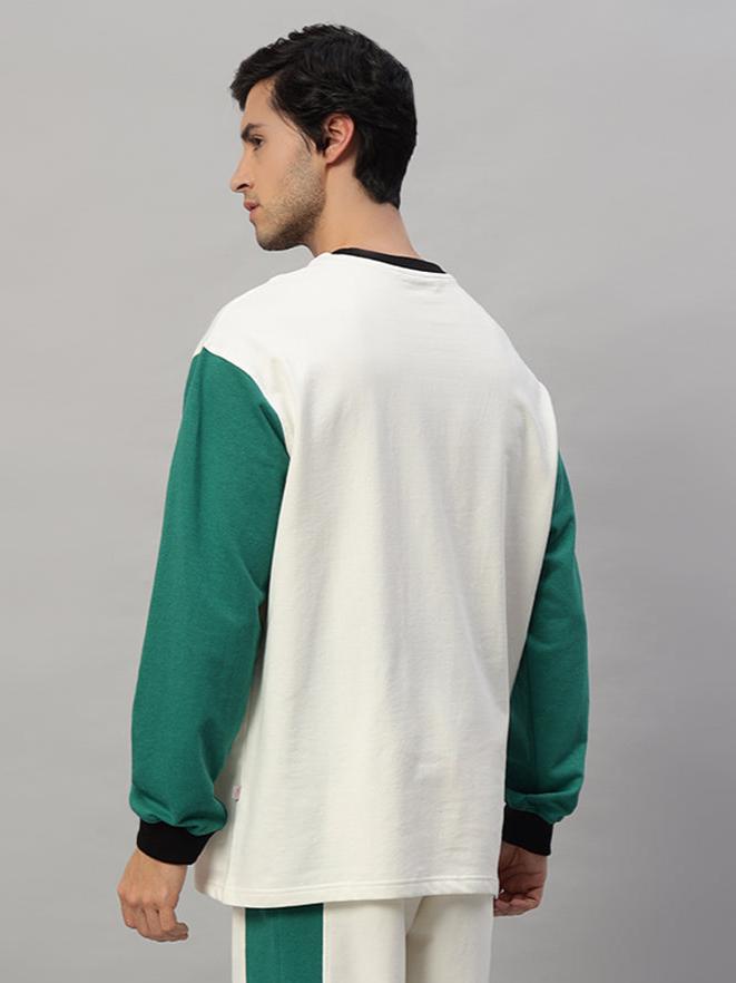 ZINGY OVERSIZED SWEATSHIRT (OFF WHITE-TEAL)