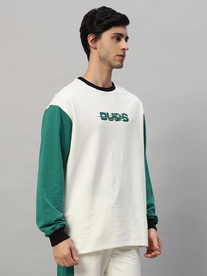 ZINGY OVERSIZED SWEATSHIRT (OFF WHITE-TEAL)