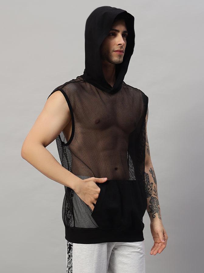 Boogie Mesh Sleeveless Hoodie Vest (Black)