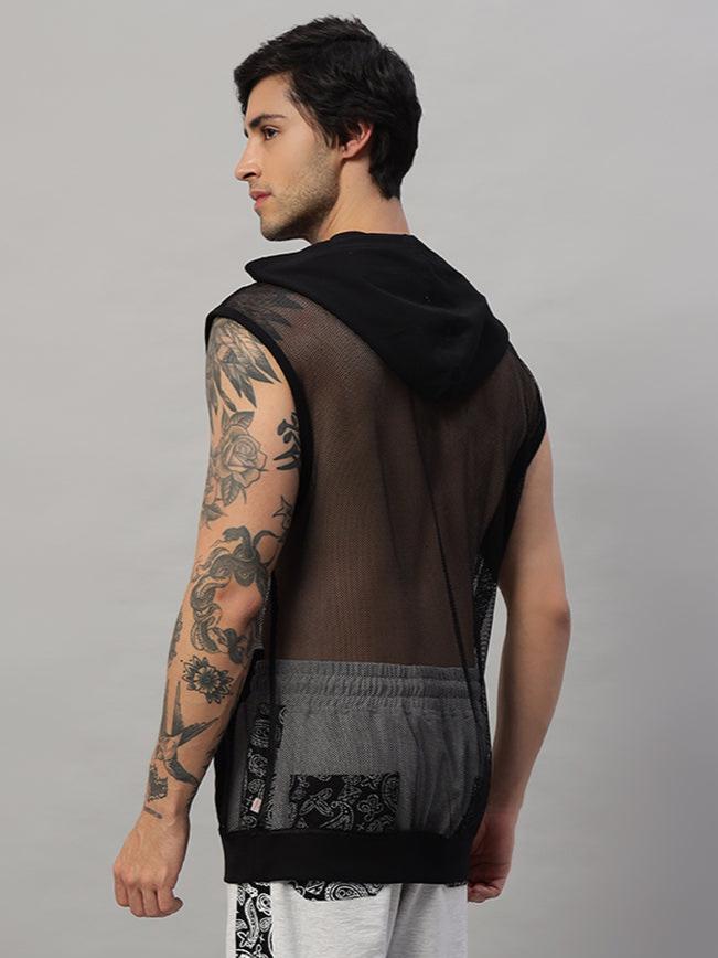 Boogie Mesh Sleeveless Hoodie Vest (Black)