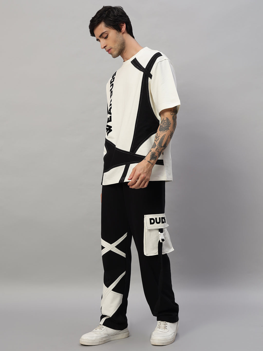 DAVID OVERSIZED CO-ORD SET (OFF WHITE-BLACK)