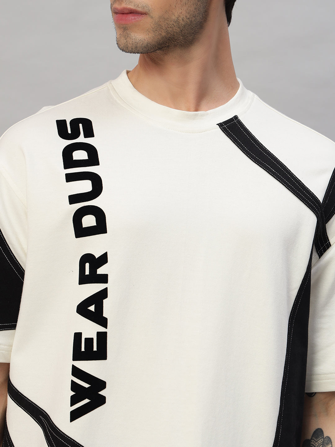 David Designer Oversized T-Shirt (Off White-Black)