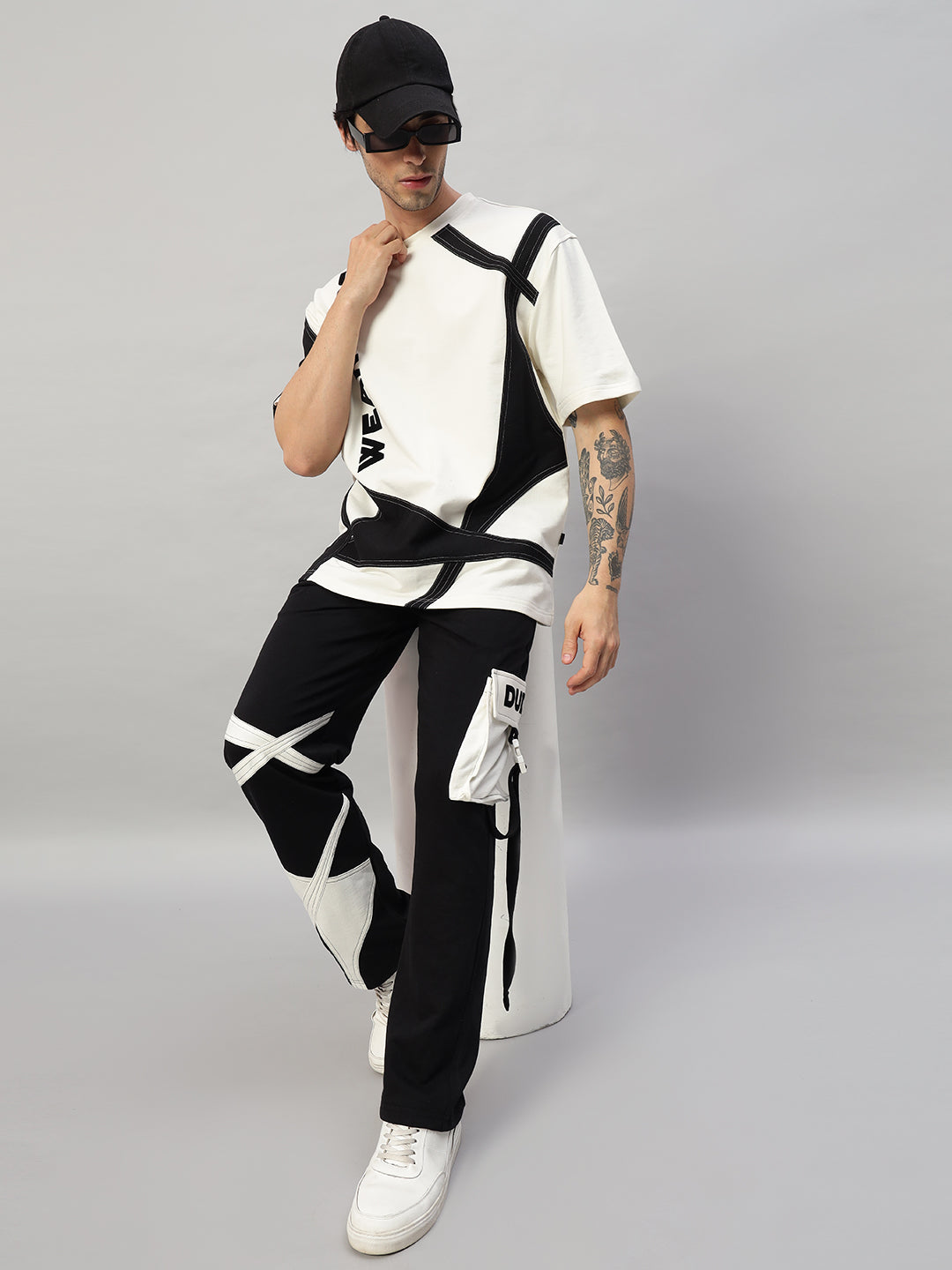 David Designer Oversized T-Shirt (Off White-Black)