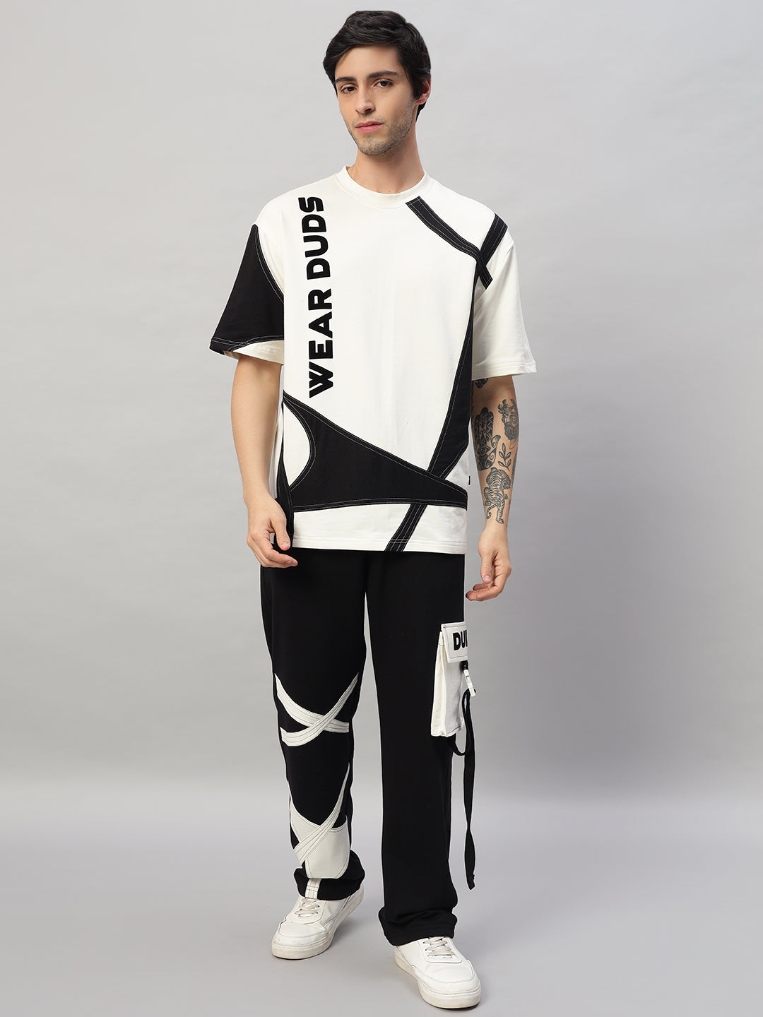 DAVID OVERSIZED CO-ORD SET (OFF WHITE-BLACK)