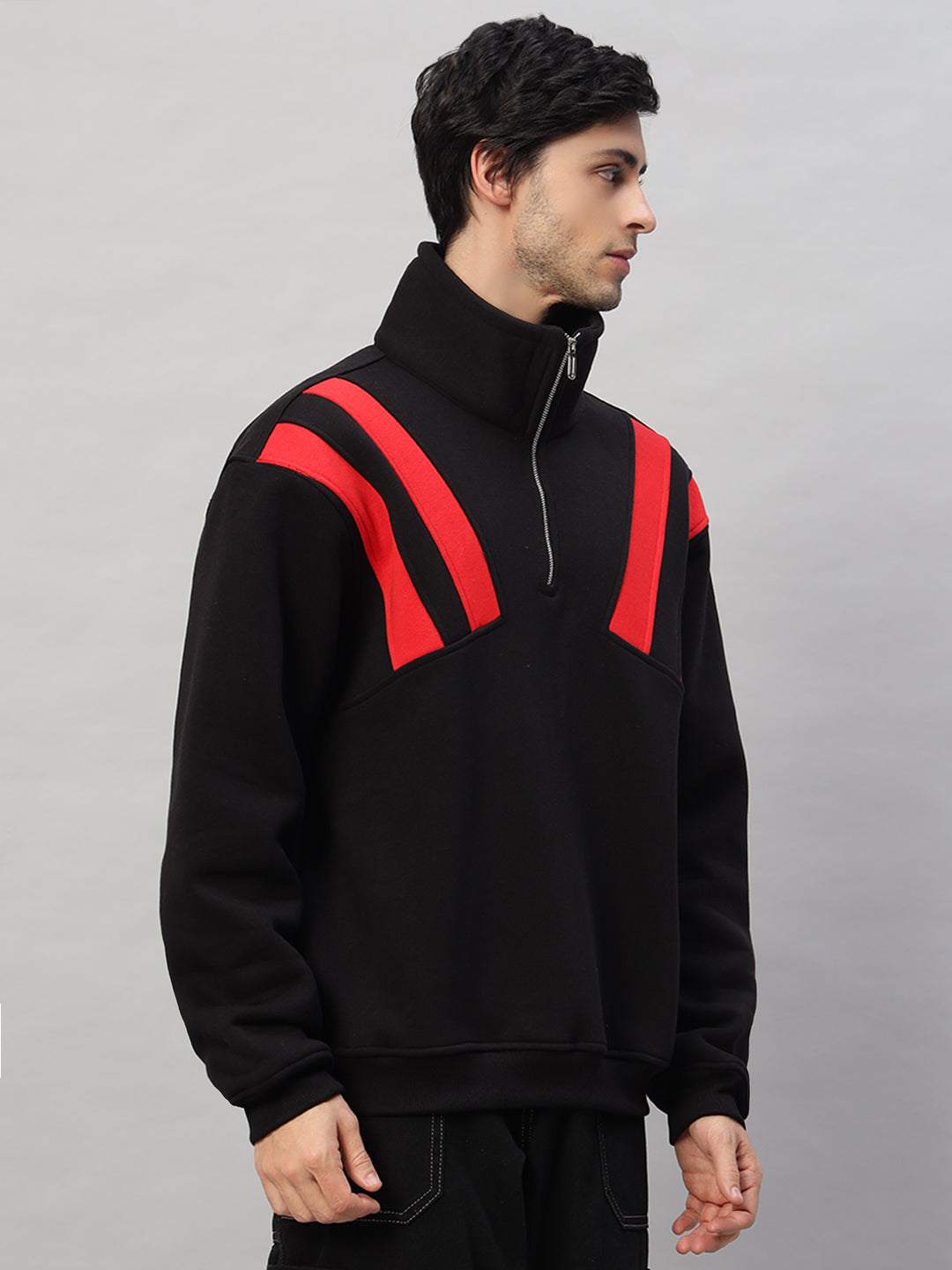 CROSSBAR COLORBLOCK JACKET (BLACK-RED)