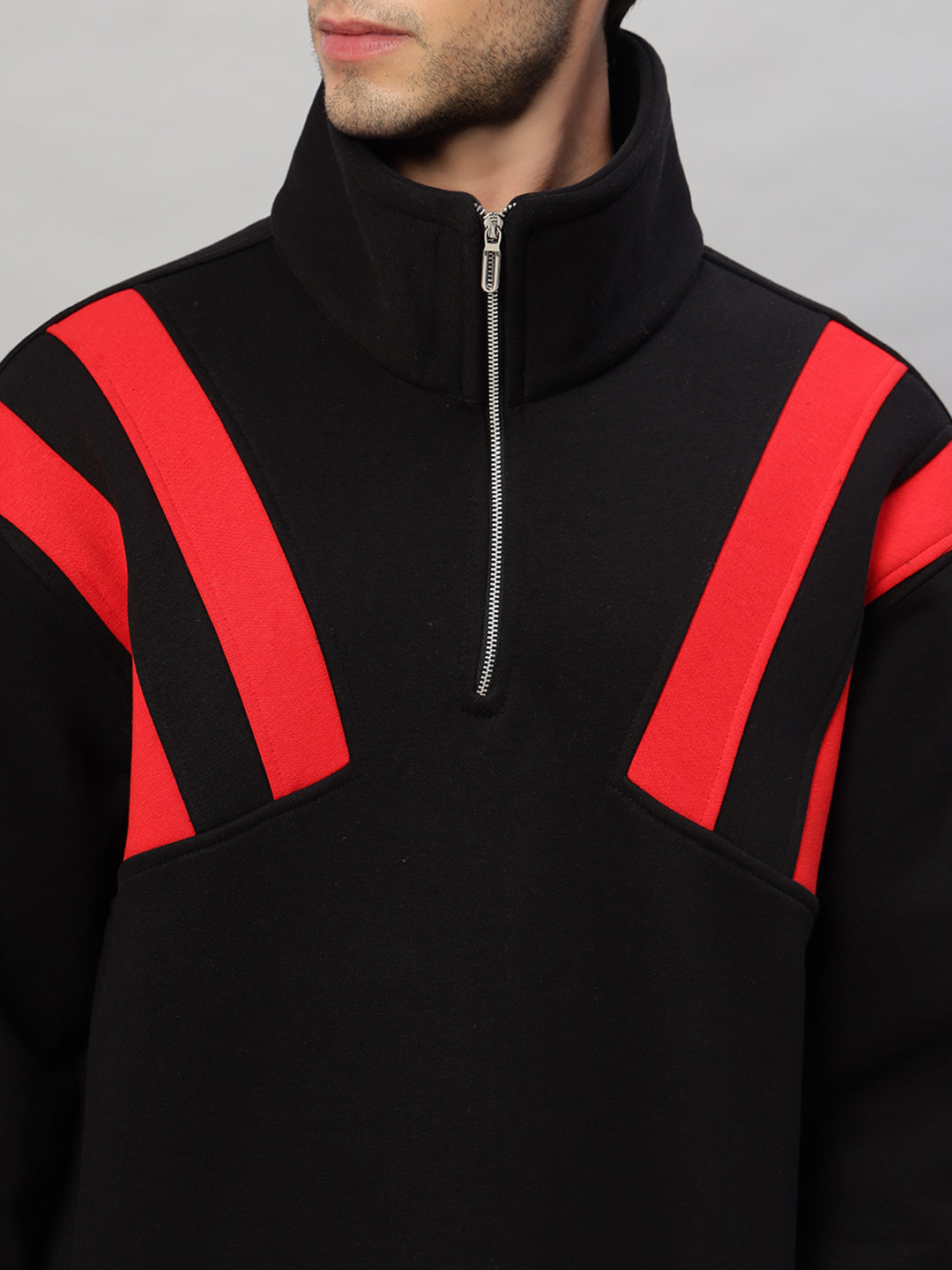 CROSSBAR COLORBLOCK JACKET (BLACK-RED)