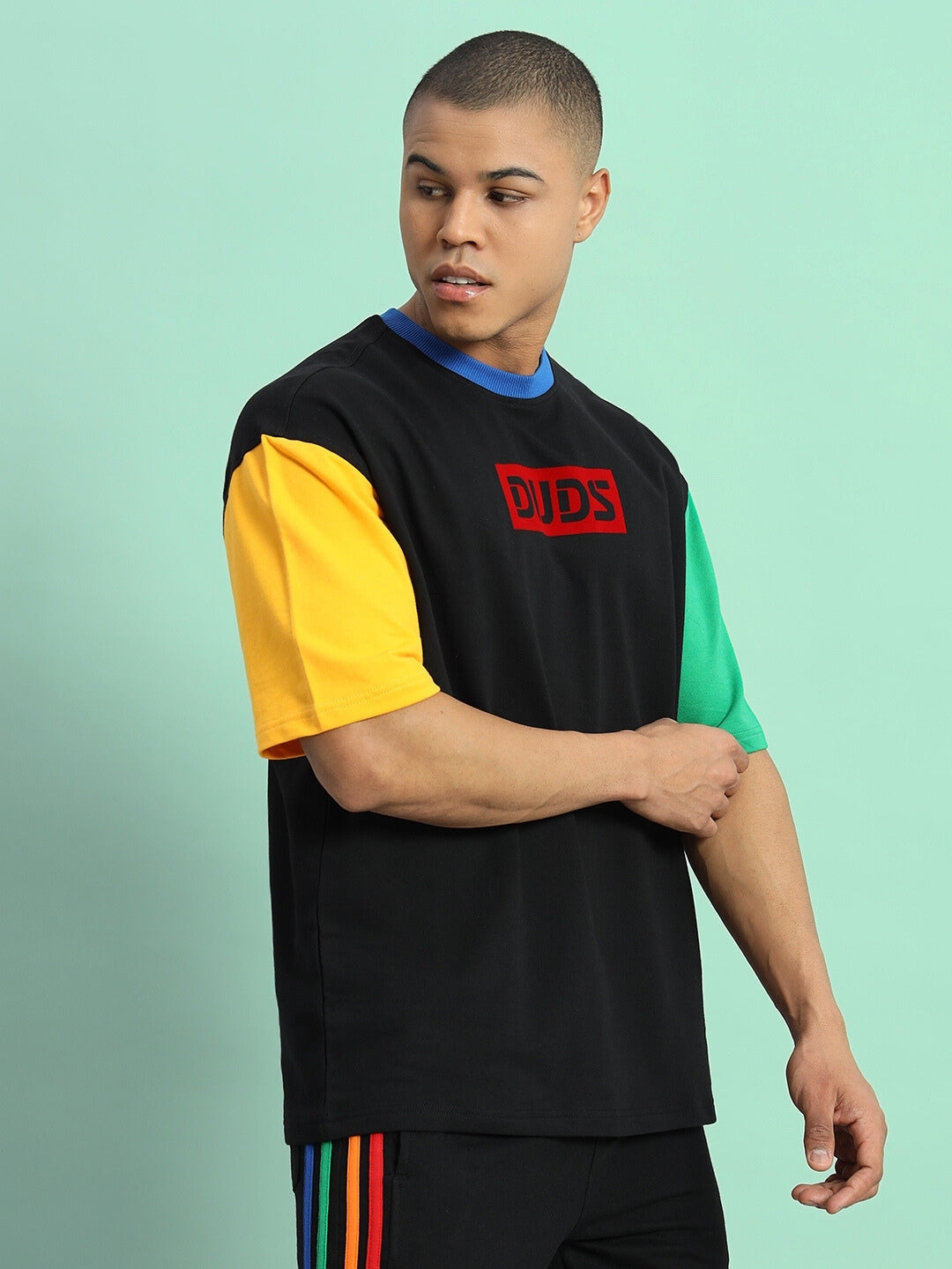 Chroma Color Blocked Oversized T-Shirt (Black)