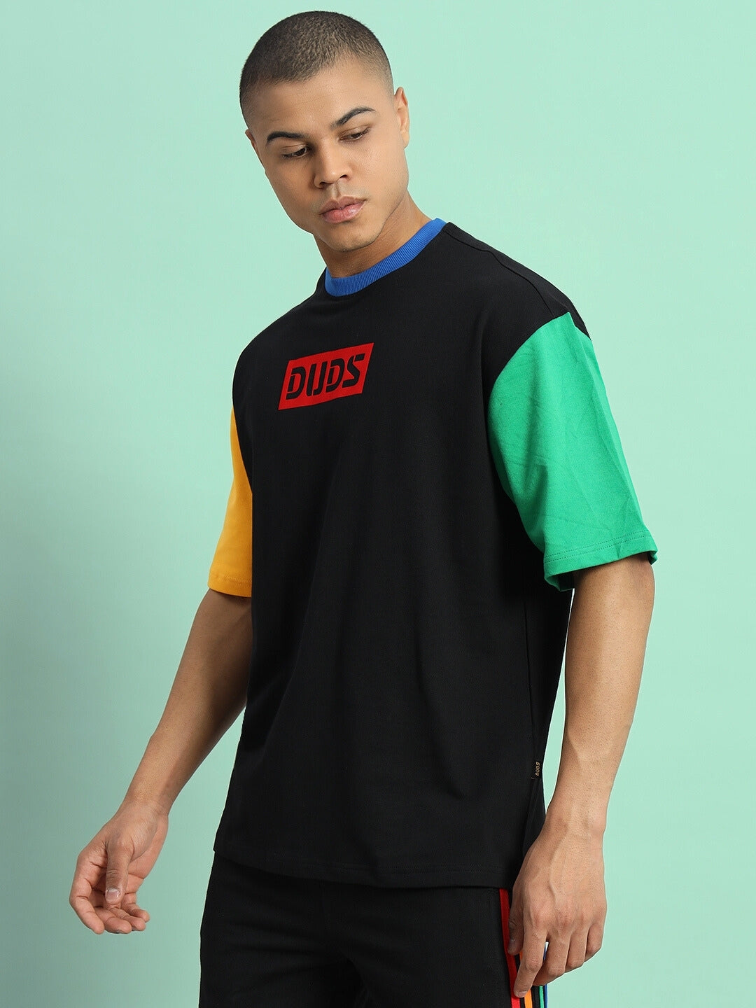 Chroma Color Blocked Oversized T-Shirt (Black)