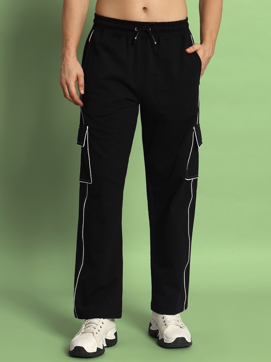 Pedal Contrast Stitch Cargo Pant (Black)