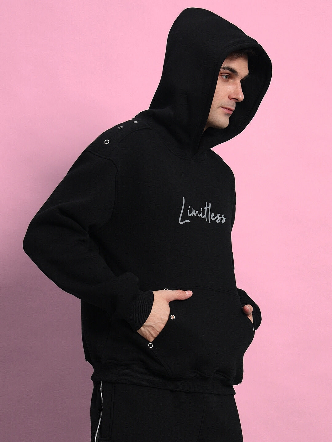 LIMITLESS FEECE REFLECTOR HOODIE (BLACK)