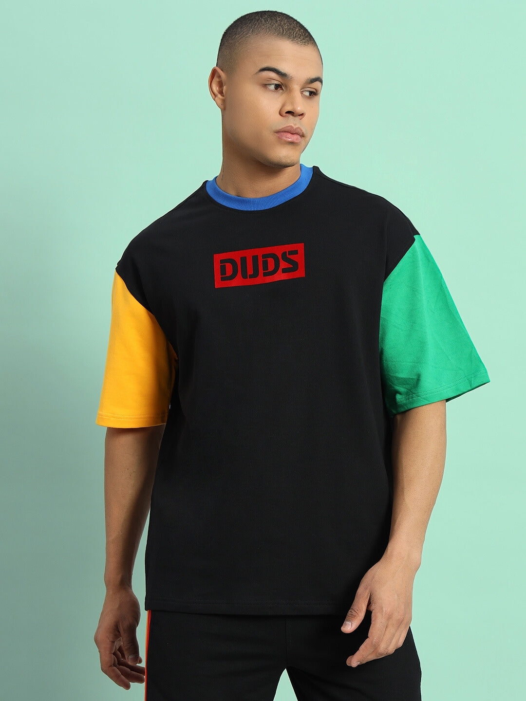 Chroma Color Blocked Oversized T-Shirt (Black)