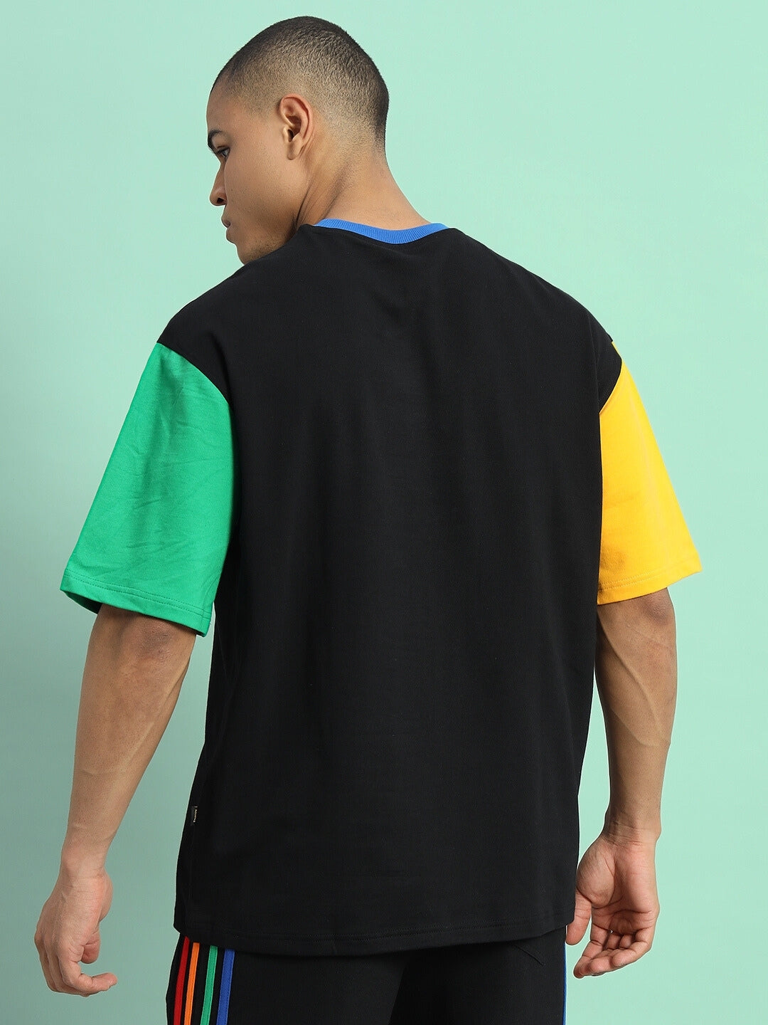 Chroma Color Blocked Oversized T-Shirt (Black)