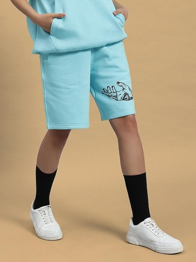 Women's Demon Fleece Shorts (Sky Blue)