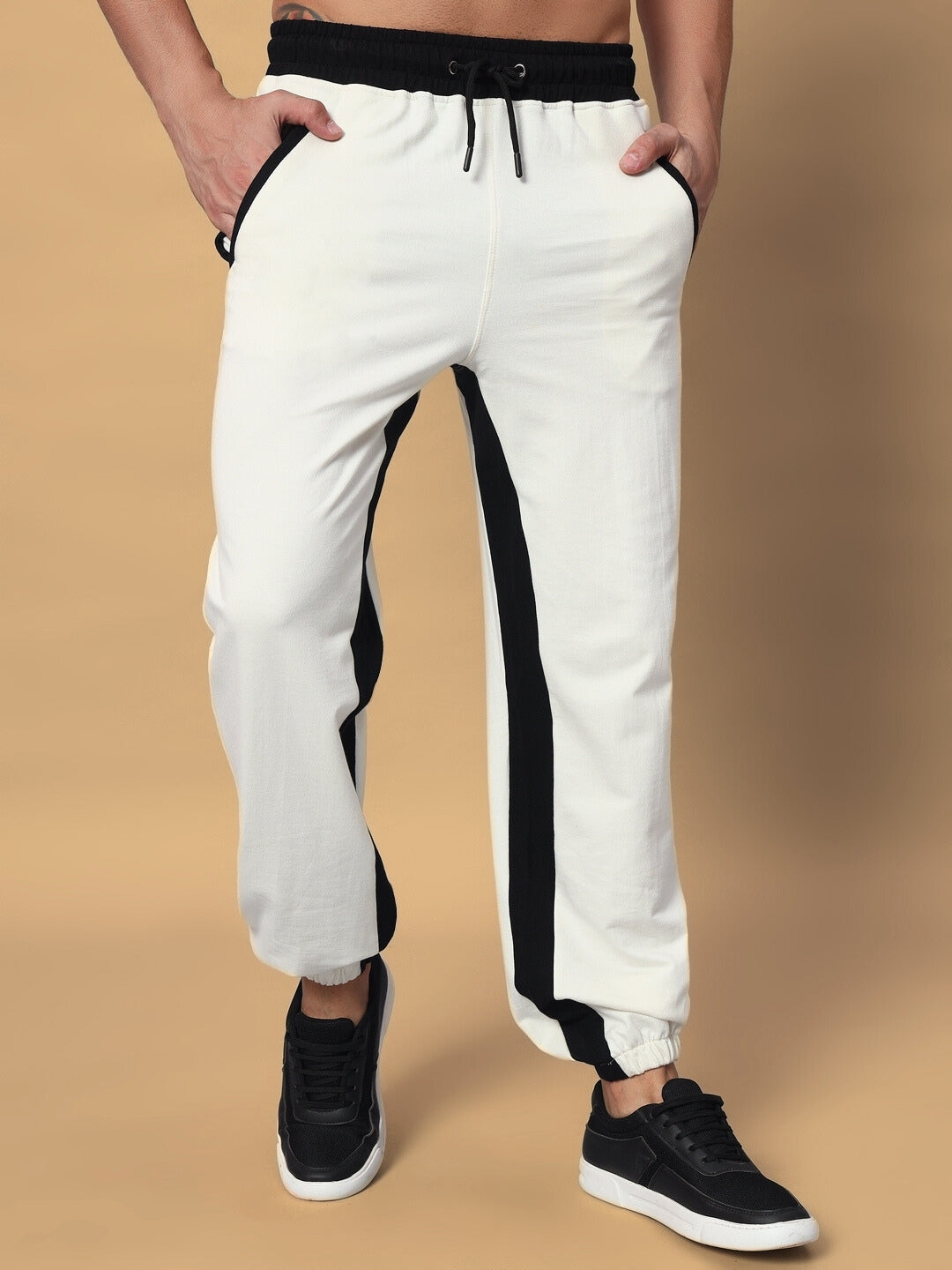 SPLINTER SIDE CONTRAST JOGGERS (OFF-WHITE BLACK)