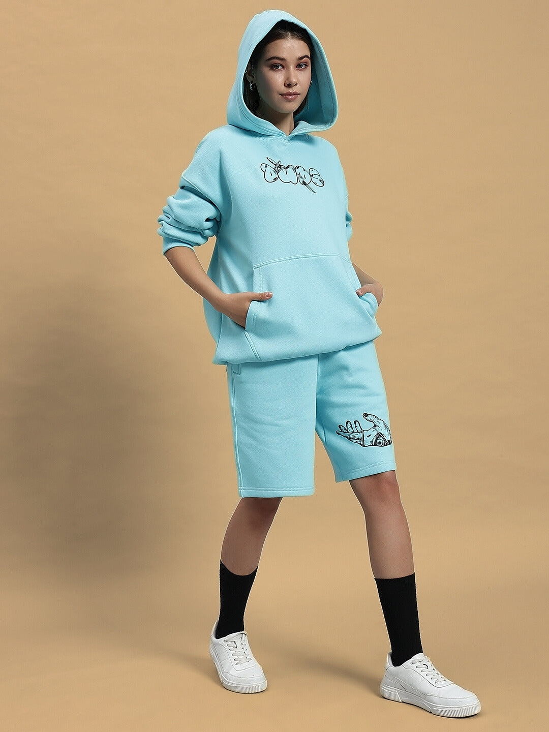 Women's Demon Fleece Co-Ord (Sky Blue)