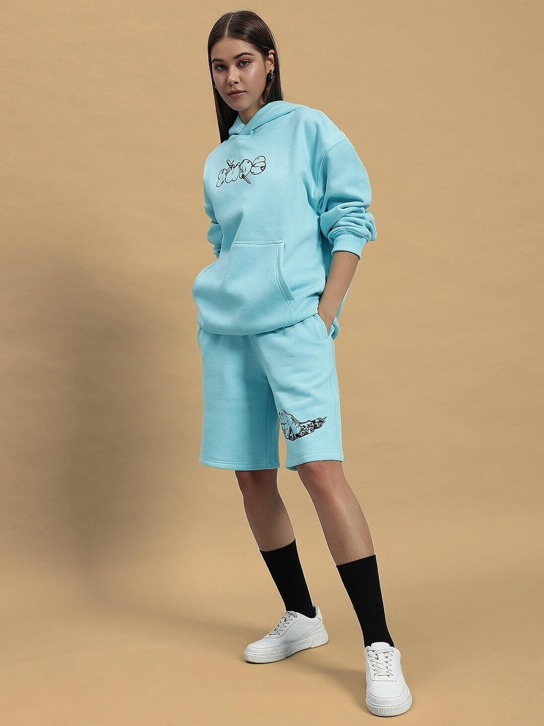 Women's Demon Fleece Co-Ord (Sky Blue)