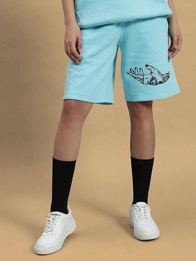 Women's Demon Fleece Shorts (Sky Blue)