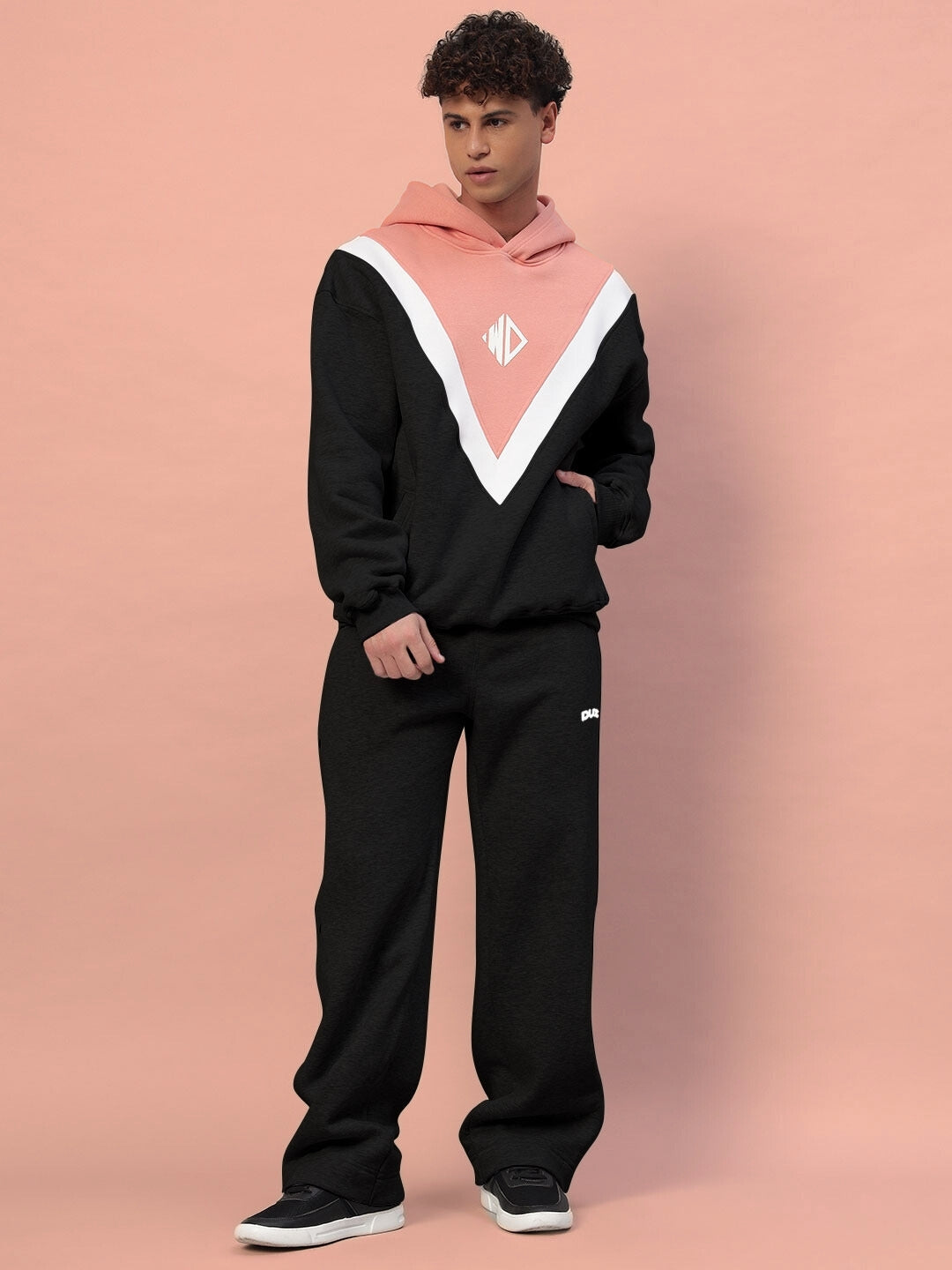 Polar Colorblock Hoodie (Black-Peach)