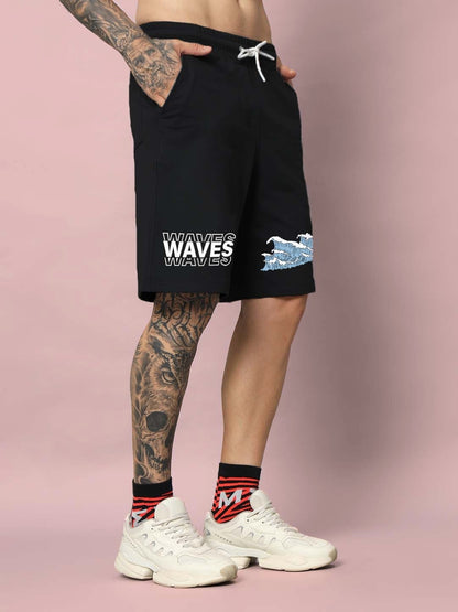 3D Waves Regular Fit Shorts (Black)