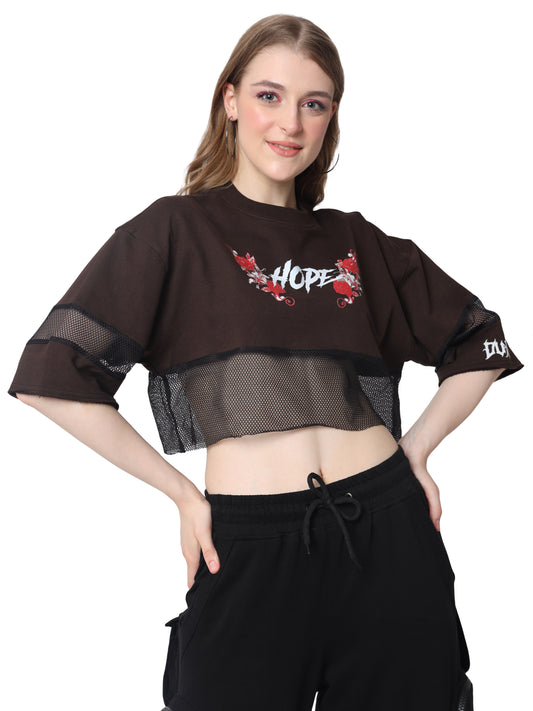 hope oversized cropped t shirts brown