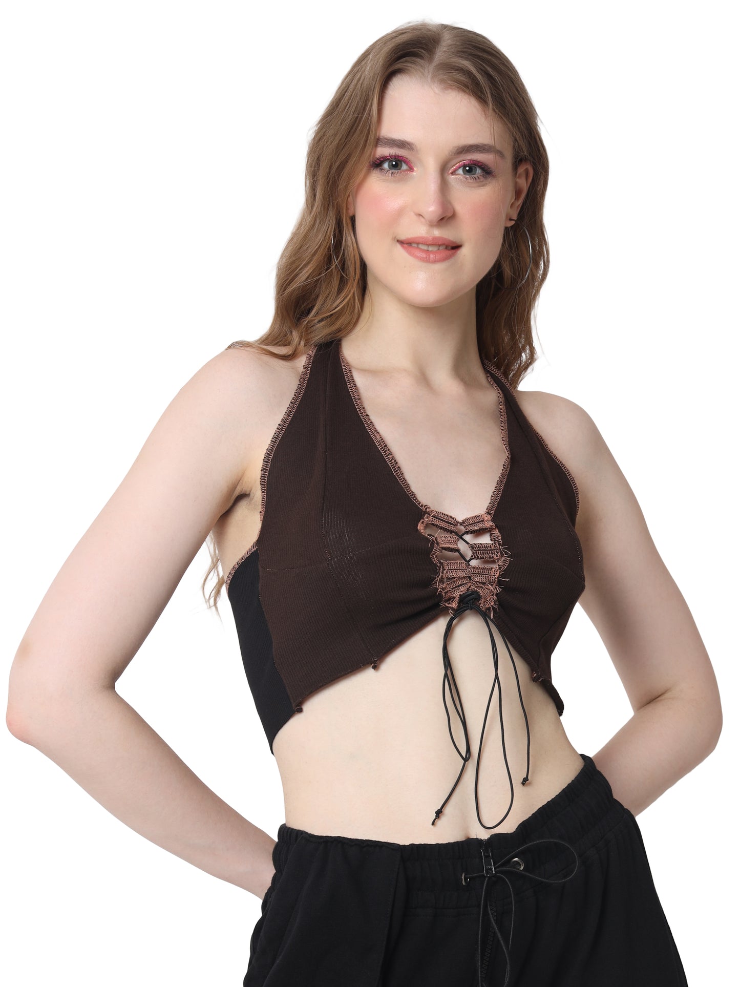 Ribbed Crop-Top (Brown) - Wearduds