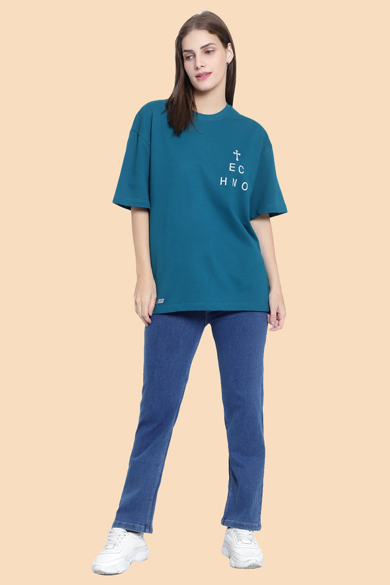 Techno Reflective Print OS T-Shirt (Teal) - Wearduds