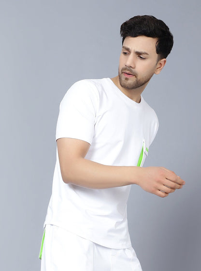 Cargo T-Shirt (White With Neon Green Highlighter) - Wearduds