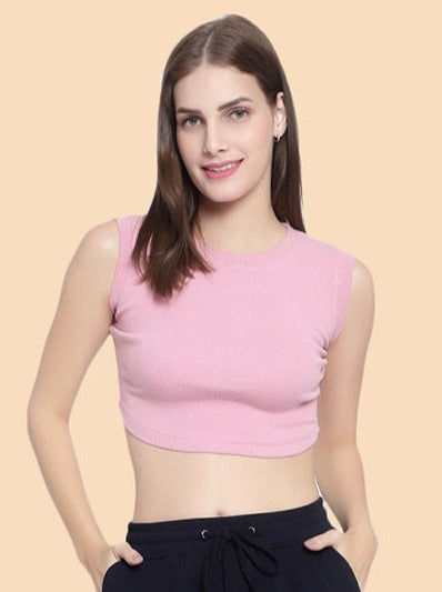 Ribbed Crop-Top (Baby Pink) - Wearduds