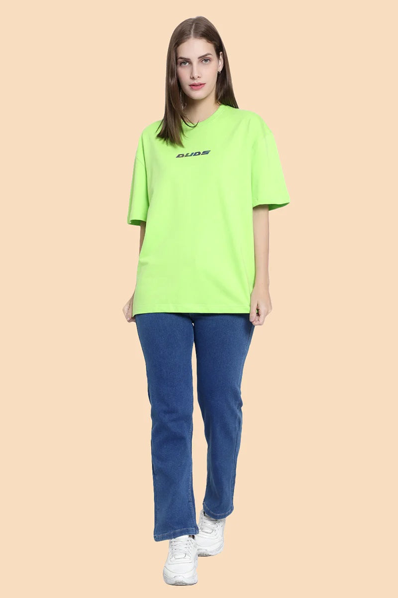 Skull Scanner Reflective Over-Sized T-Shirt (Neon Green) - Wearduds